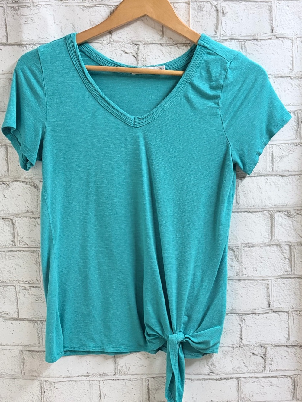 Ricki's Teal V-Neck Short Sleeve Tie-Front Top